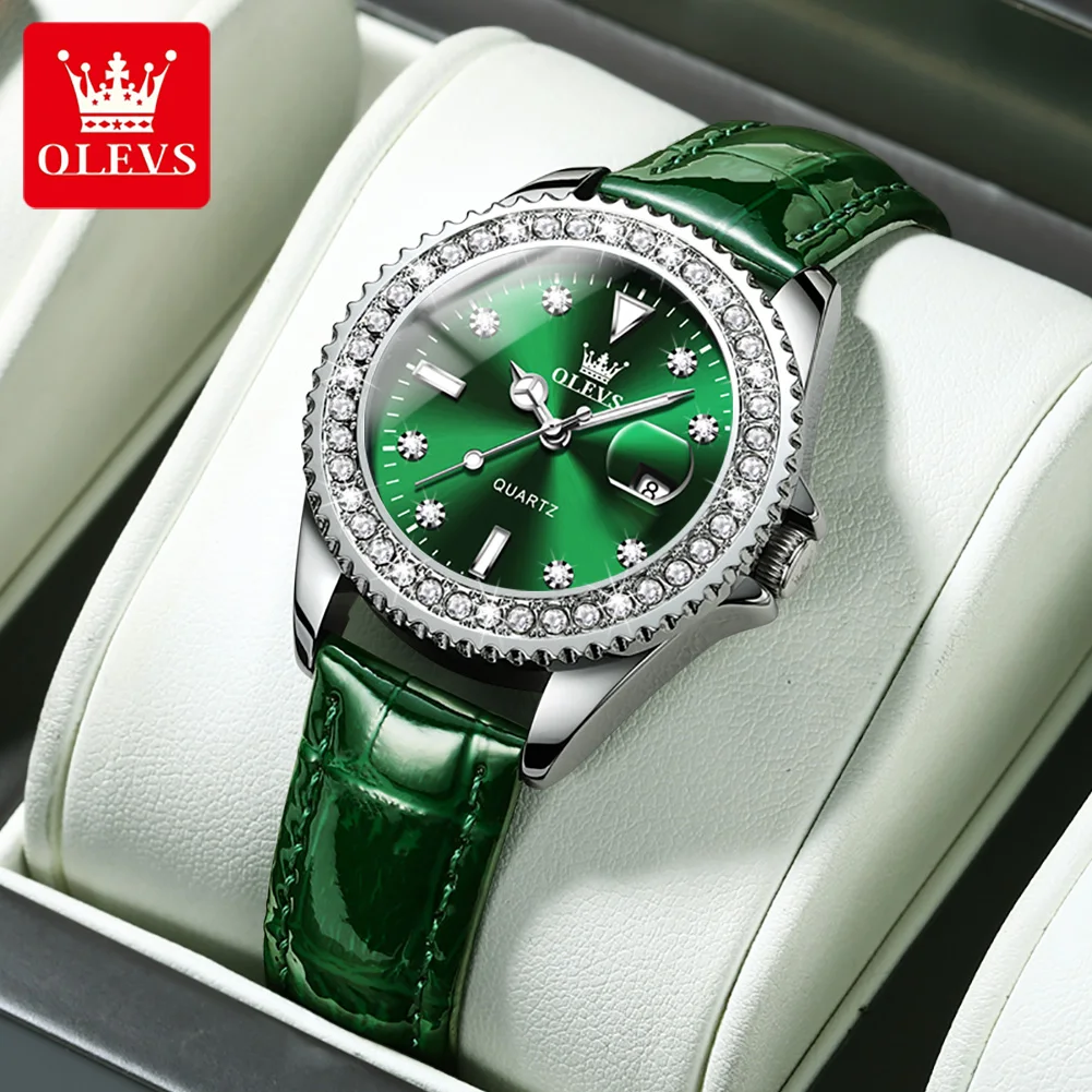 OLEVS 2025 Women's Watches Top Brand new Original Quartz Ladies Watch Bezel Dia Wristwatch Waterproof Enlarge Date New Arrival