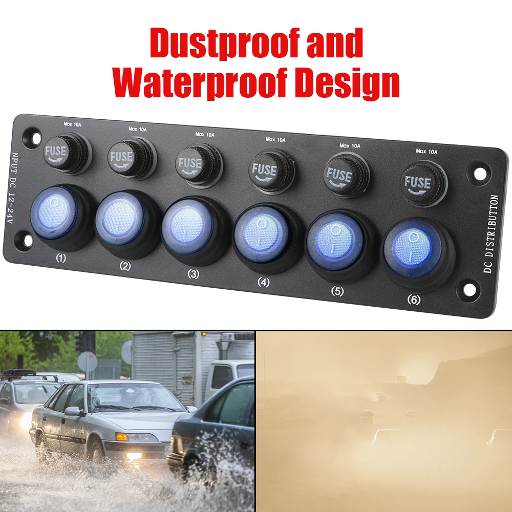 Camping Car Accessories Caravan On/Off Button Multi Port Sockets and Switches 12V Toggle Switch For Motorhome RV 6 Position