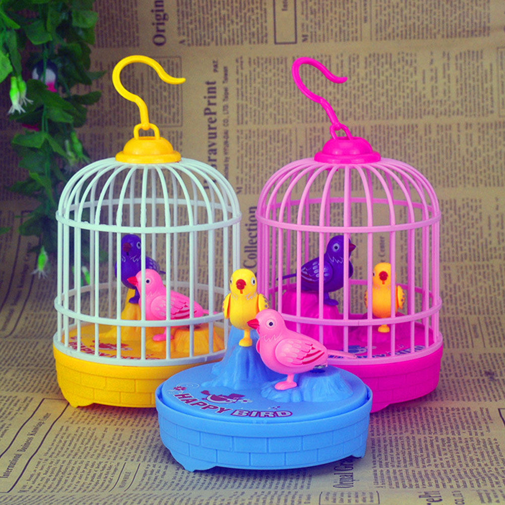 2025 Parrot Toy Bird Cage new Electric Electronic Voice Control Singing Birds Talking Repeat Model Figurine Statue Pet Branchanimal