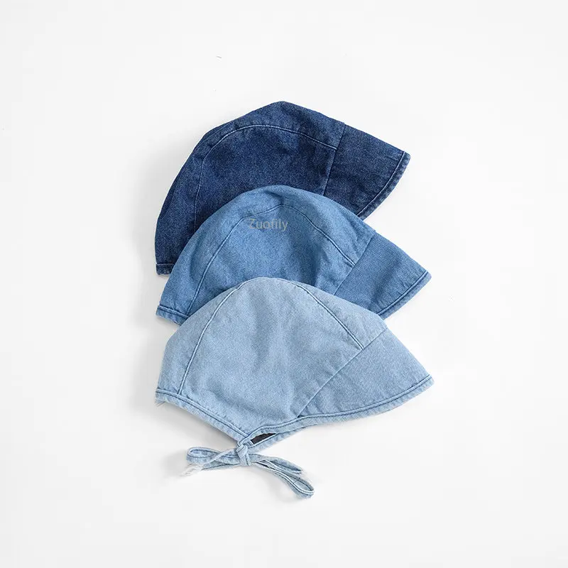 6M-2Y New Denim new Bonnet 2025 Caps Spring Autumn Court Hat for Girls Boys Adjustable Infant Beanie Caps Korea Style Kids Lace Up Caps