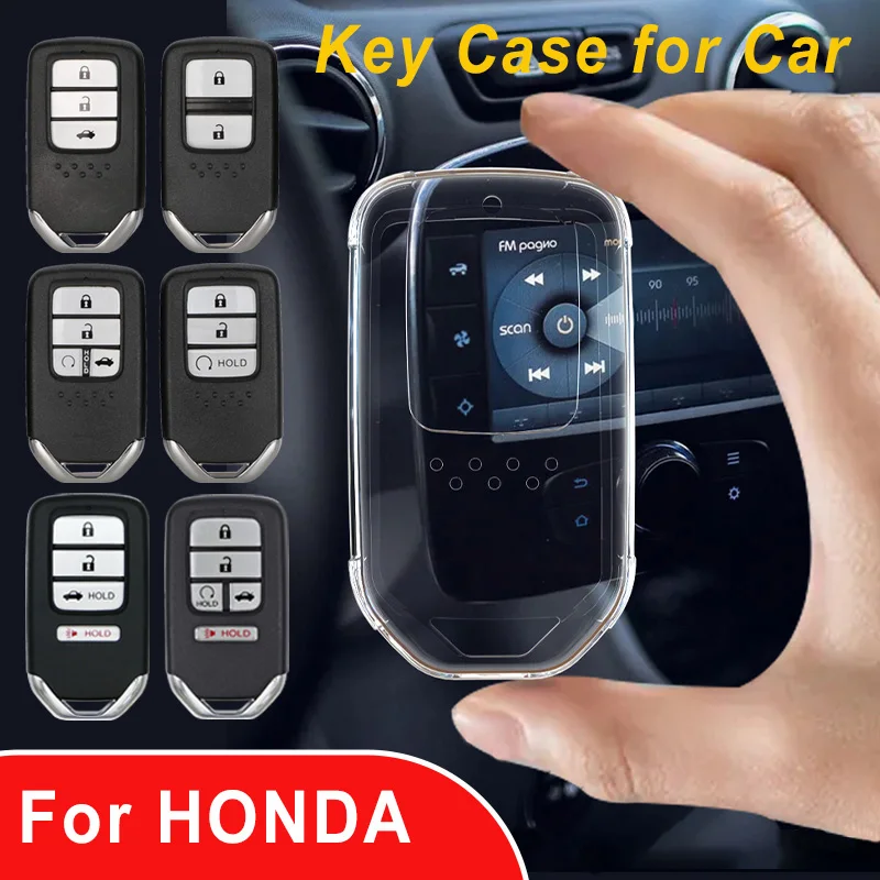TPU Transparent Car Key Case new Cover for Honda Accord Civic CR-V Fit HR-V Pilot EX Crosstour Ridgeline Clarity 2025 Insight LX