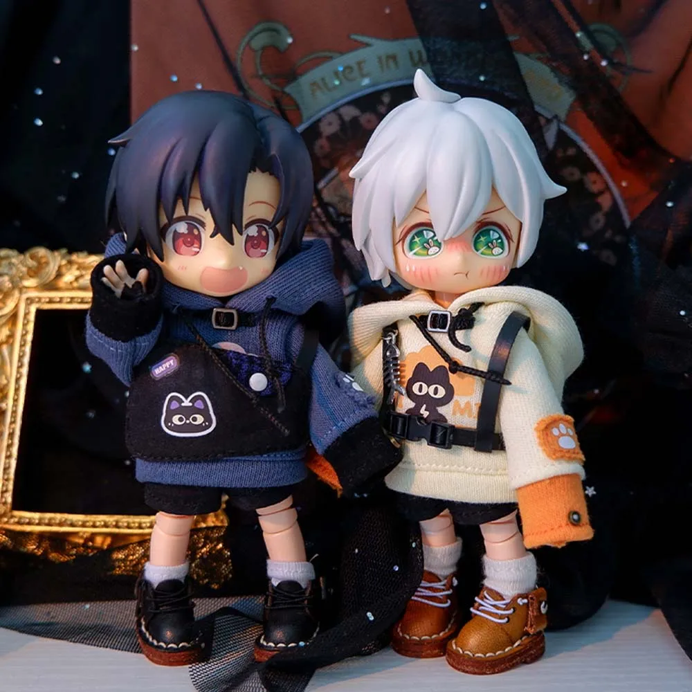 OB11 new Doll Cothes Halloween series Set Spliced Long-sleeved Sweater Cute Lighing Cat Hat 2025 For Molly GSC YMY P9Body 1/12 UF Doll