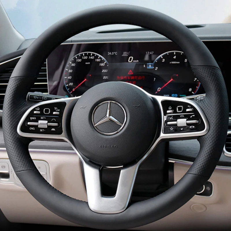 Car Steering Wheel Cover For Mercedes Benz A-Class W177 B-Class W247 C-Class W205 CLS-Class DIY Original Steering Wheel Braid