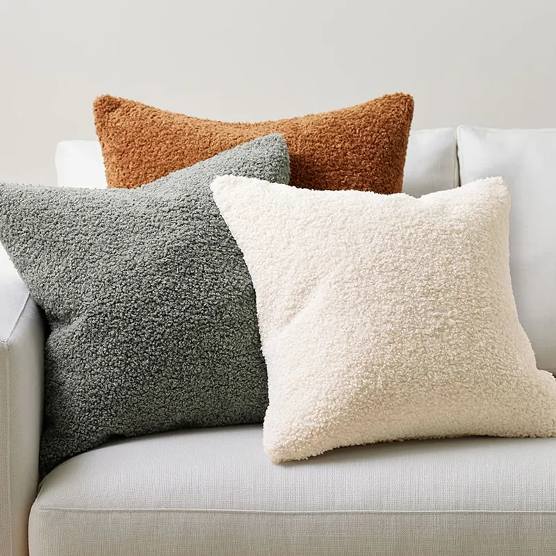 Polyester Teddy Boucle Throw Pillows Throw Pillow Case 45*45 Decorative 2025 Pillows For Sofa For new Living Room Decorative Cojines