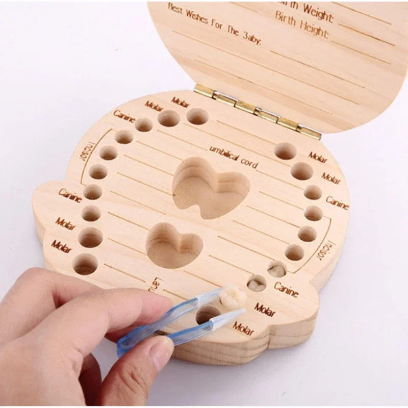 Wooden Baby new Kids Tooth Storage Box Baby Teeth Fetal Hair Umbilical Cord 2025 Organizer Infant Souvenir Box Keepsake Box Tooth Box