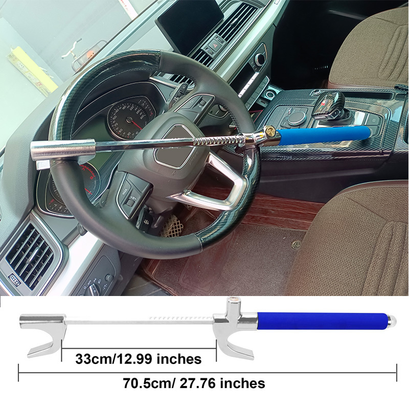 Car Steering Wheel Lock Universal Car Lock Anti Theft Lock Blue With 3 Keys Collapsible Safety Accessory For Auto Truck SUV Van