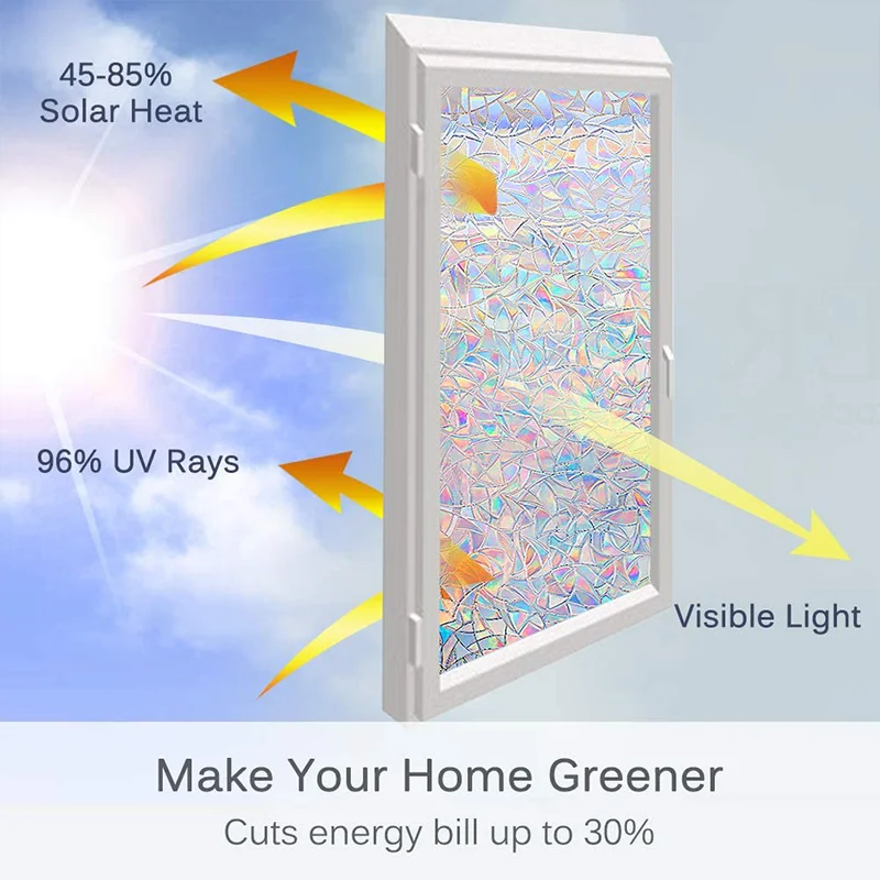 Window Privacy Film Static Window Clings Vinyl new 3D Window Decals Window 2025 Stickers Rainbow Window Film for Control Anti UV