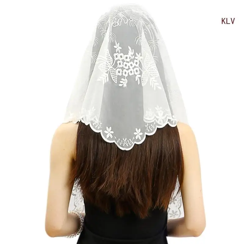 Women Mantilla Veil Latin Mass Catholic Mass Church Veil Lace Traditional Mass Chapel Veil Embroidery Mantilla