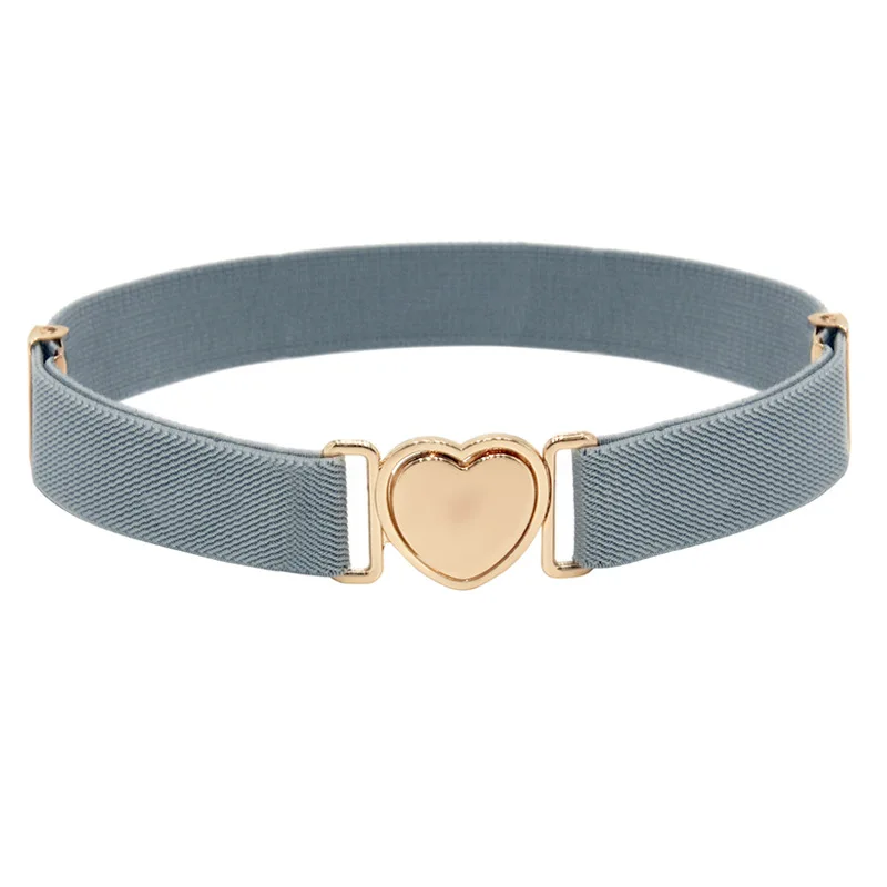 1PCS Adjustable Stretch Waistbands Boys Girls Belt Love Heart 2025 Shape Buckle Solid Color Wide new Leisure Elastic Waist Belt
