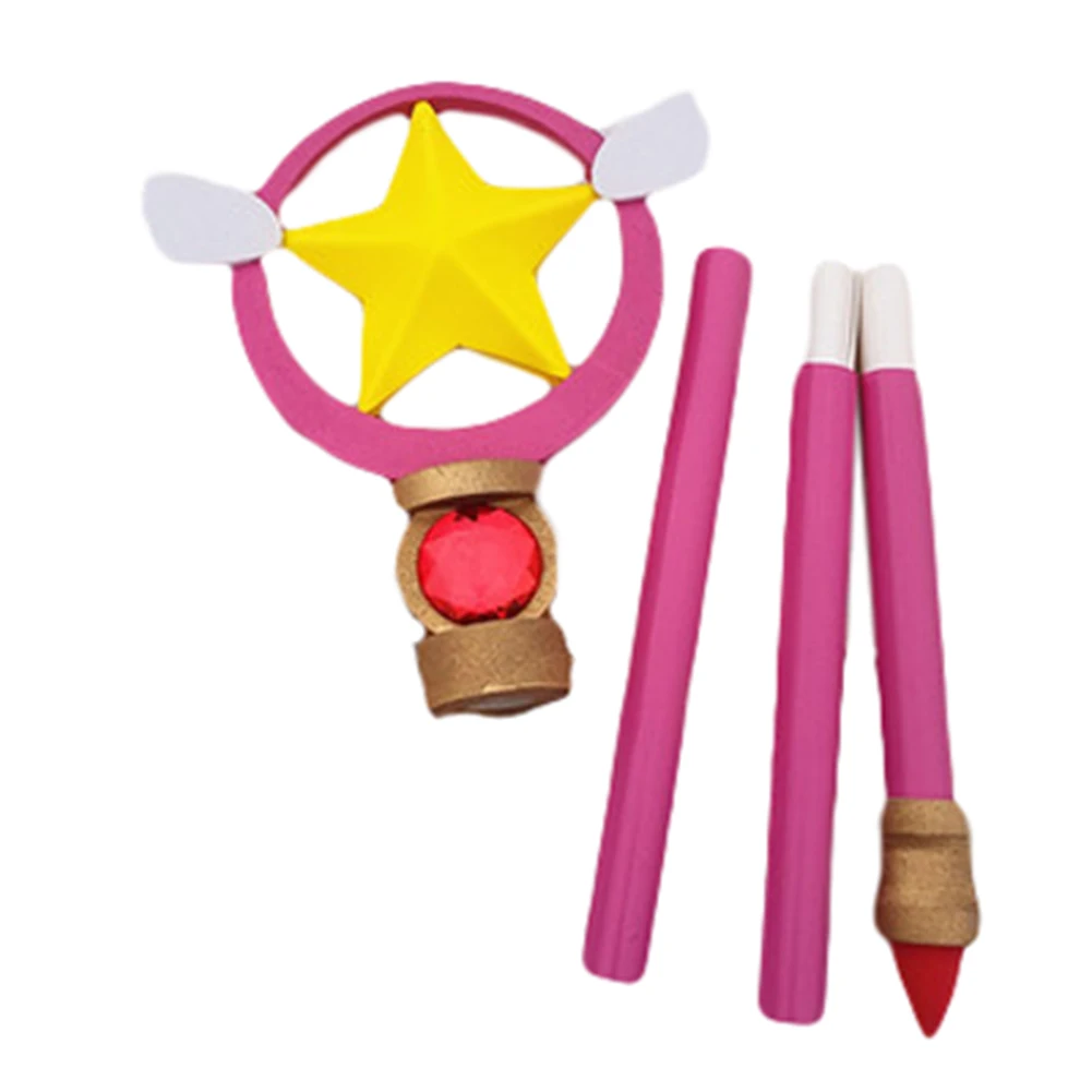 Brdwn Cardcaptor Sakura Kinomoto Birds Head Stars Cosplay Handmade Magic Wand Staff