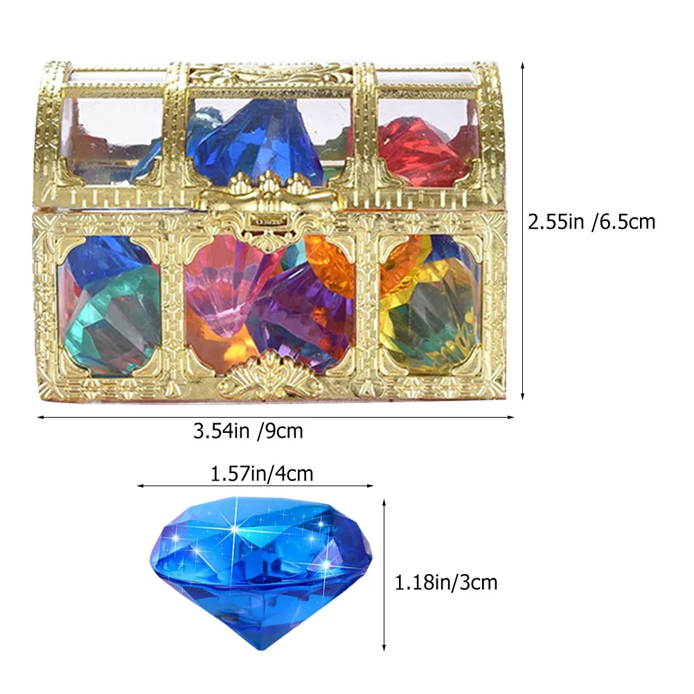 20pcs Underwater Toy Simulated Diamond Plaything Pool Diving Gemstone Toy With Treasure Box