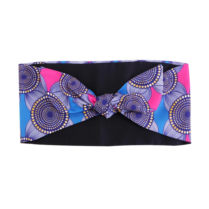 new Women Elastic Hair 2025 Band Satin Lined Bows Turban Headwrap Knotted Style Hairbands African Pattern Print Headband Hair Accessories
