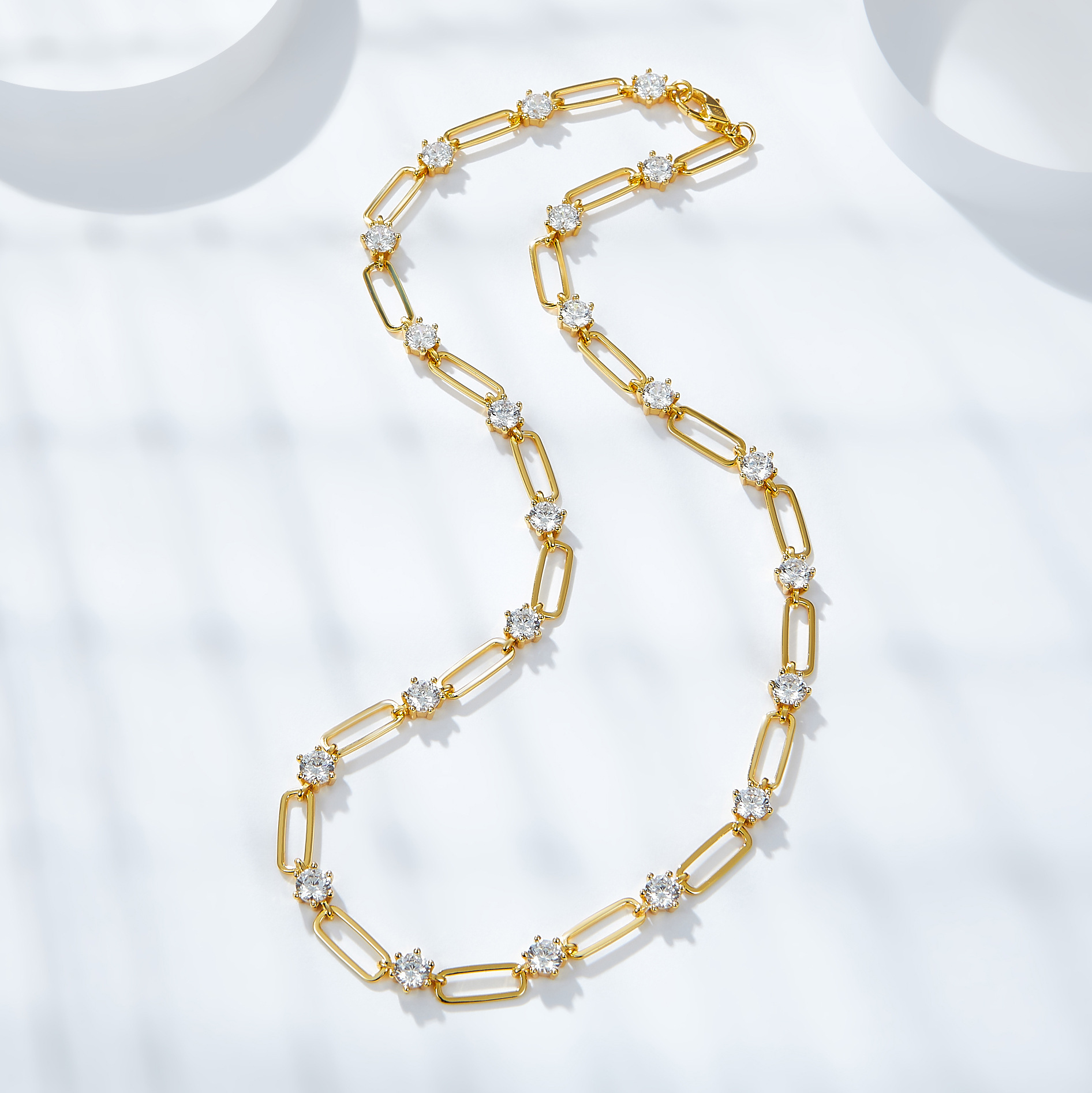 TBCYD 4.5MM D Color Moissanite Chain Necklace For Women GRA Certified S925 Silver 18Kk Gold Plated Paperclip Neck Chain Bracelet