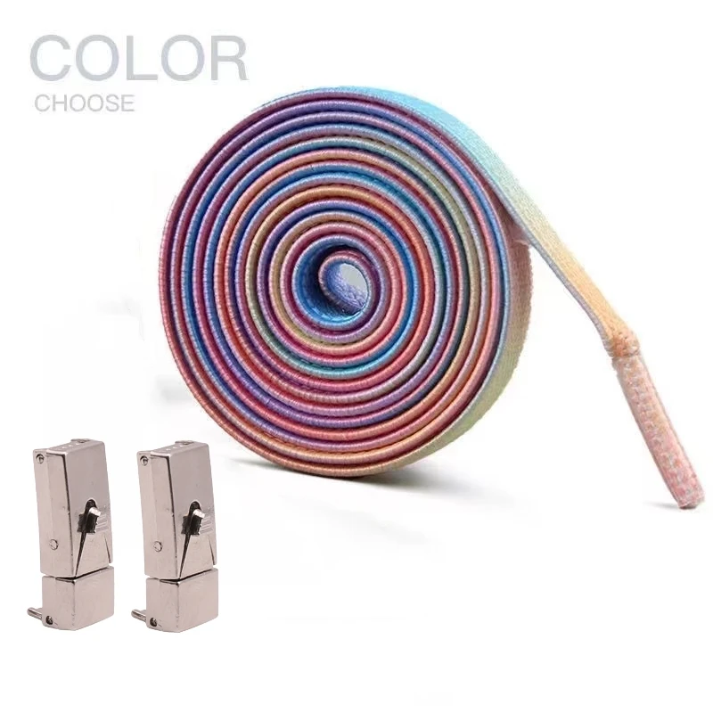 No Dislodging Press Fixed Lock Shoelace Without Tie 2025 Flat Elastic new Laces Sneakers Kid Adult No Tie Shoe Lace Shoes Accessories 8MM