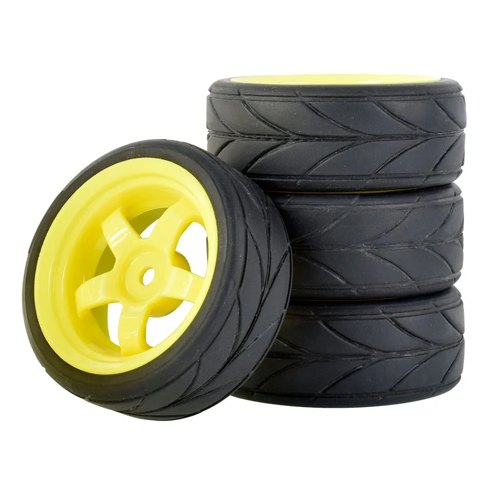 4Pcs RC 6030-6081 Rubber Tires & Plastic Wheel For HSP HPI 1:10 On-Road Car Racing