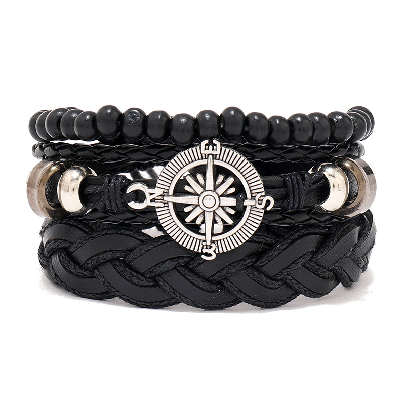 New Raided new Wrap Leather Bracelet For Men Vintage Life 2025 Tree Rudder Charm Wood Beads Ethnic Tribal Wristband Rope Bracelet Jewelry