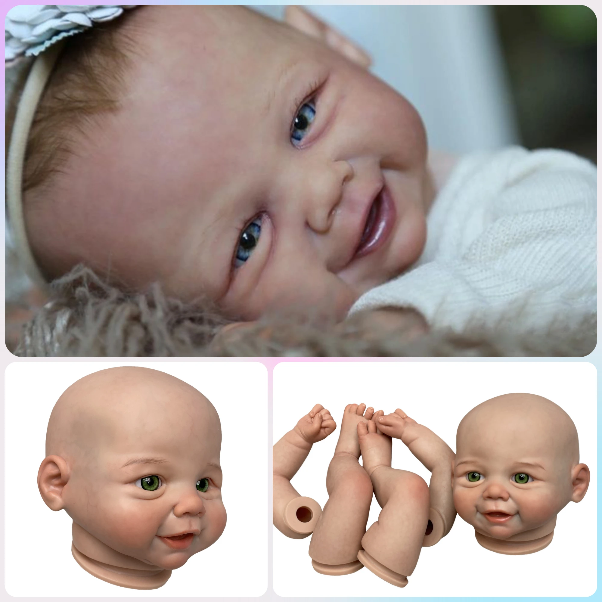 45cm Vivienne Reborn Doll Kits 3D Painted Skin Unassembled DIY Kit Reborn Handmade Lifelike Bebe Reborn Kits Sin Pintar