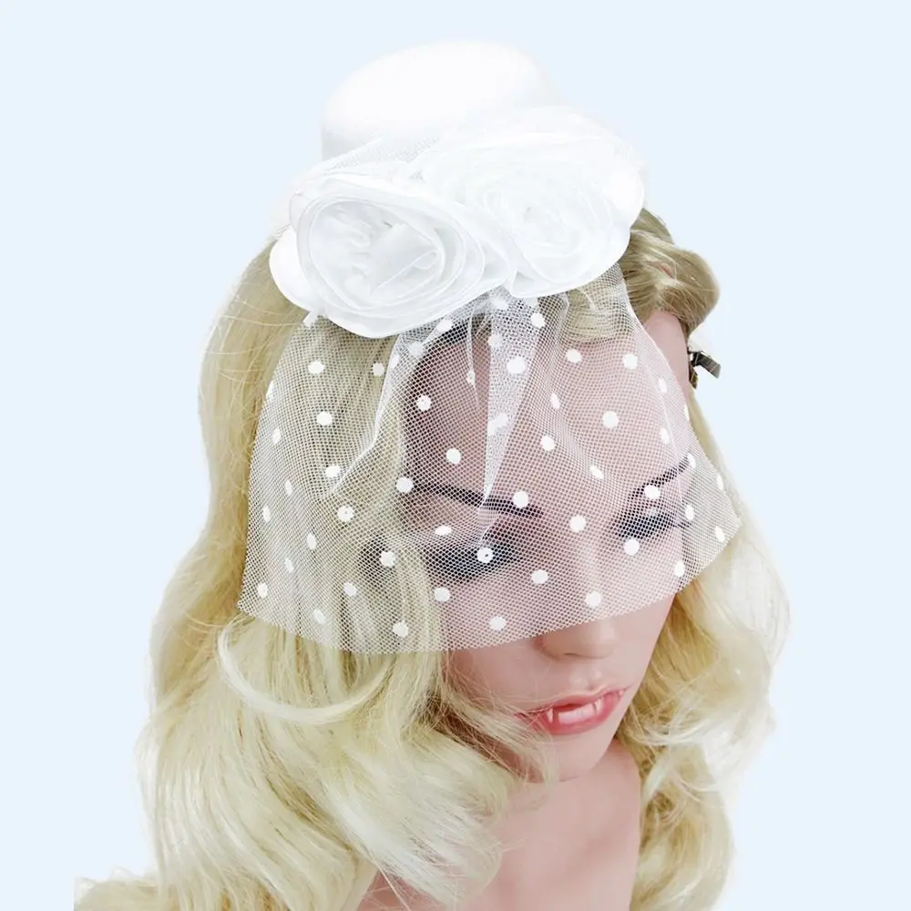 Ladies Hairpin new Small Hat Headband Wedding Party Floral Hair 2025 Cap Flower Fascinator Hat Floral Mesh Veil Headdress