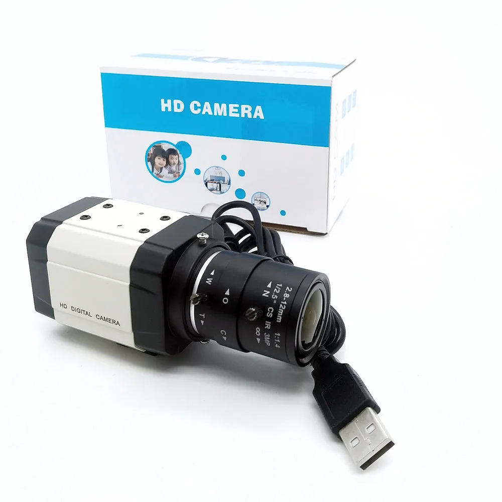 SMTKEY 4MP 30fps 2560x1440 Industrial USB Camera 5-50mm / 2.8-12mm / 6mm Varifocal Lens High Speed UVC PC WebCam Support OTG