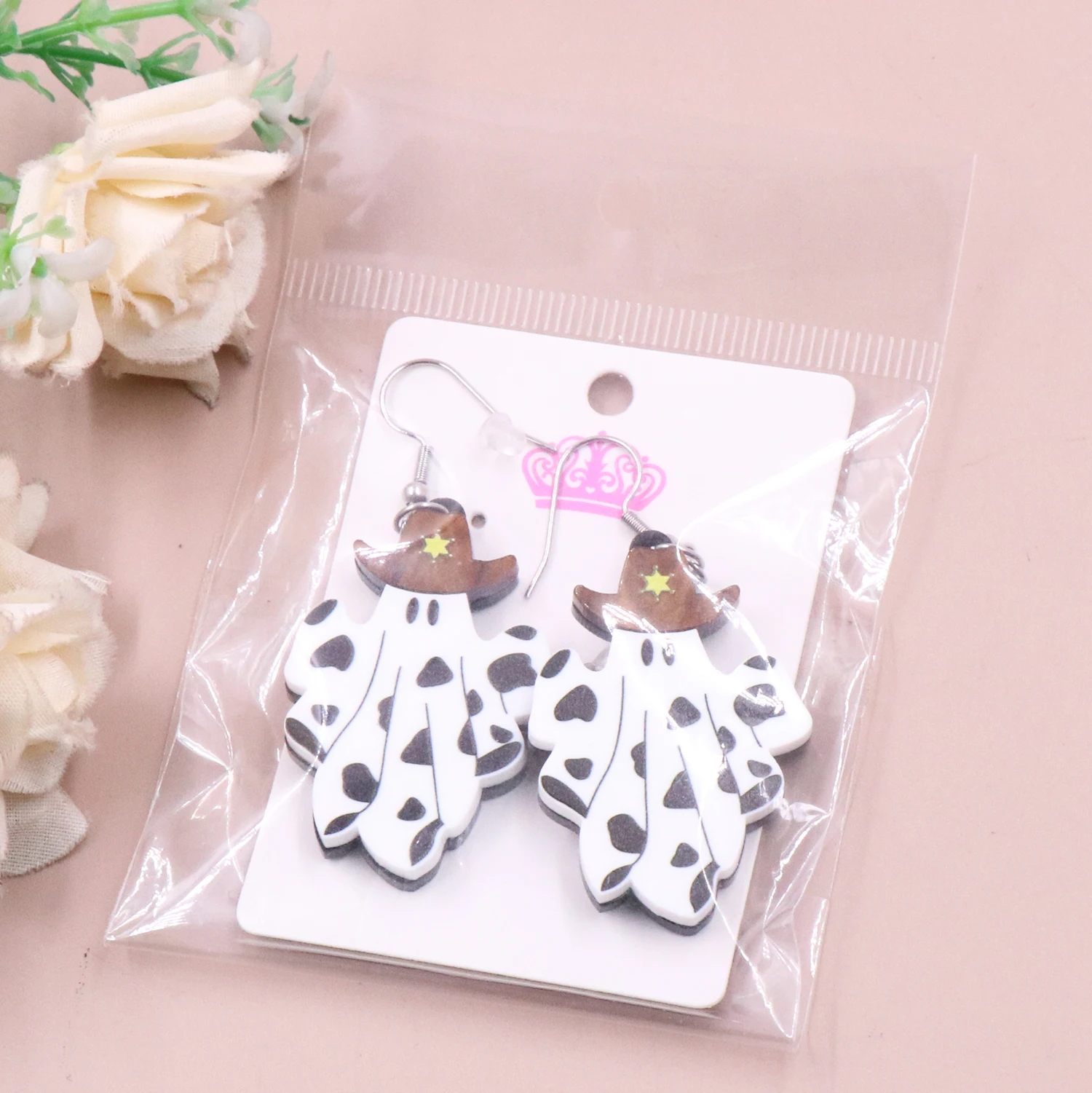 1pair New product CN Drop western cowboy ghost TRENDY halloween Acrylic earrings Jewelry for women