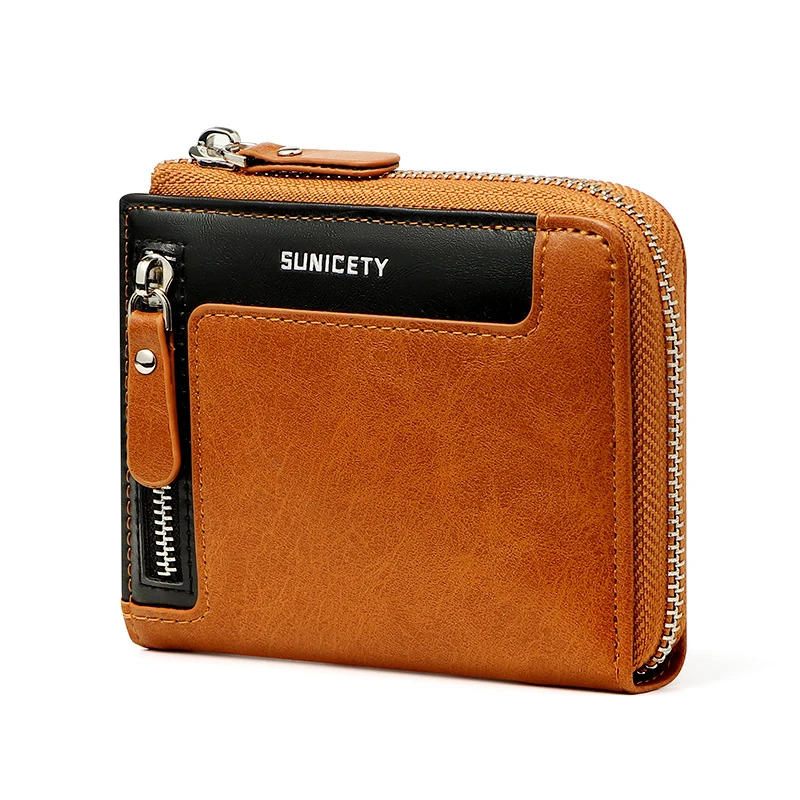 Zipper Men Wallet Luxury Designer PU Leather RFID Card Holders Wallets Coin Bag Short Men's Purse Male Portable Cardholders