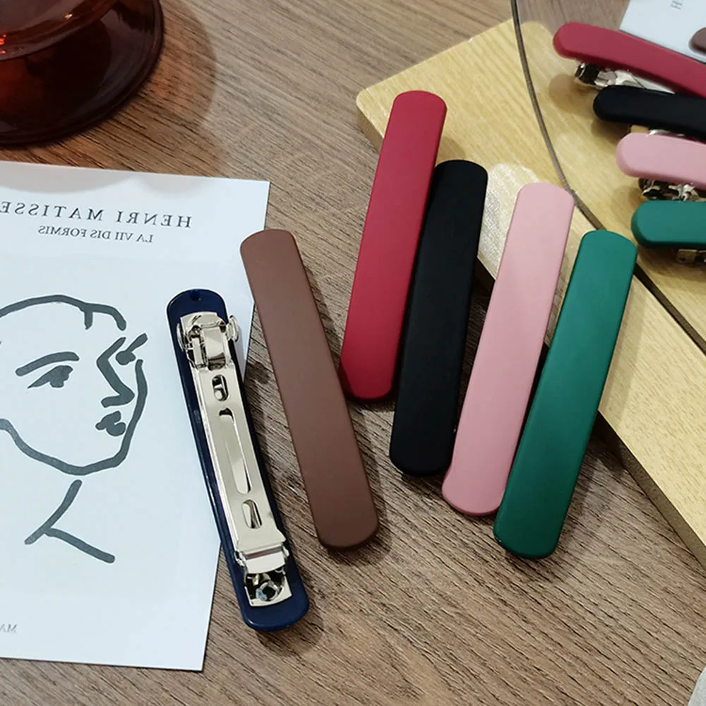 new Women Simple Solid Bar Shape Hair Clip Matt Color Acrylic Barrette 2025 Geometric Hair Pin Grip Elegant Hair Holder Accessories