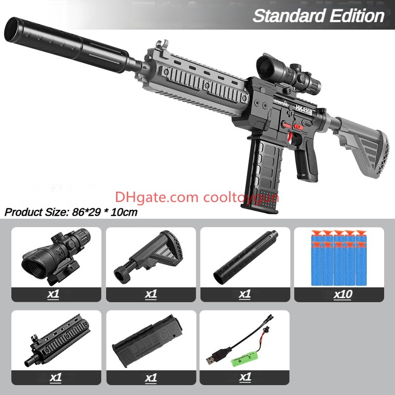 Electric M416 Soft Bullets Toy Gun Detachable Submachine Gun Foam Darts Model Outdoor Cs Pubg Game Prop Look Real Collection Birthday Gifts For Boys F