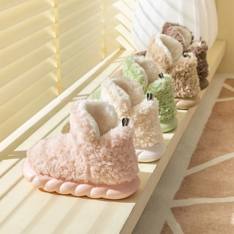 Winter Athletica Fleece new Boots Women's Fuzzy Fleece Sole Booties Our With House Fleece Slippers Booties Lovely Rubber 2025 Warm H2Y1