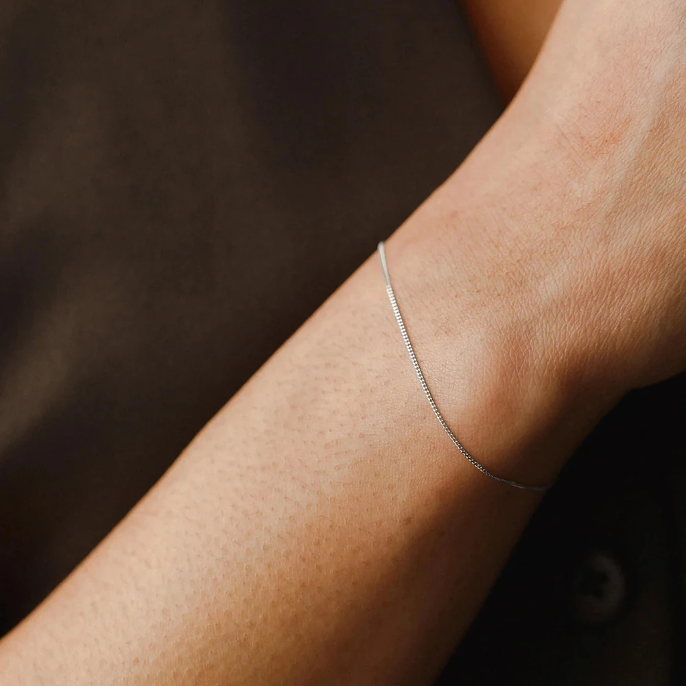 Aide 925 Sterling Silver Minimalist Thin Slim Chain Bracelets For Women Gift 18K Gold Plated Stackable Bracelet Fine Jewelry