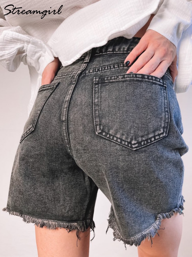 Streamgirl Blue Women's Denim Shorts Summer High Waist Casual Chic Loose 2025 Jean Shorts For Women Summer 2024 new Denim Short Femme