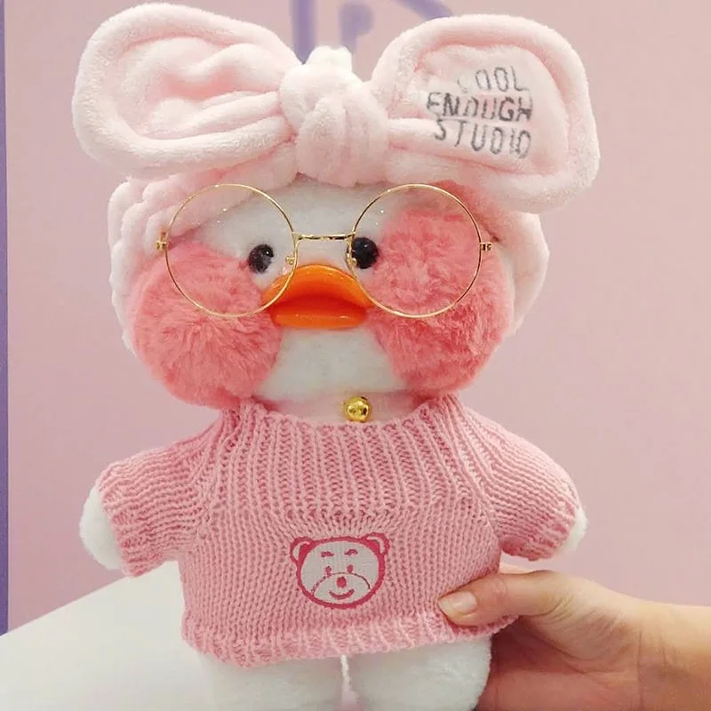 DIY Aesthetic Personalized Clothes Suit With Soothing Toys Lalafanfan Yellow Ducks Kawaii Aminal Doll 2025 Girl Kids new Birthday Gifts