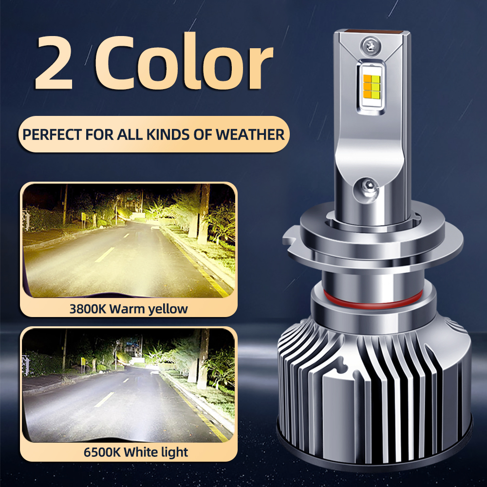DiReal-Luz led antiniebla para coche, faro que cambia de color, M9S H7, H1 H8 H3 H11 9005 9006 H4, 3000K/3800K 6500K, 2 piezas