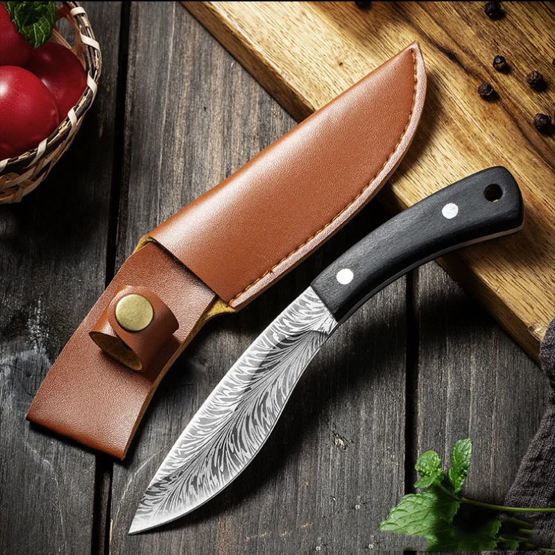 Mongolian Meat Eating Knife,Handmade Forged Knife ,Sheep Knife, Fruit knife,Boning Knife Outdoor BBQ Meat Cleaver Hunting Knife