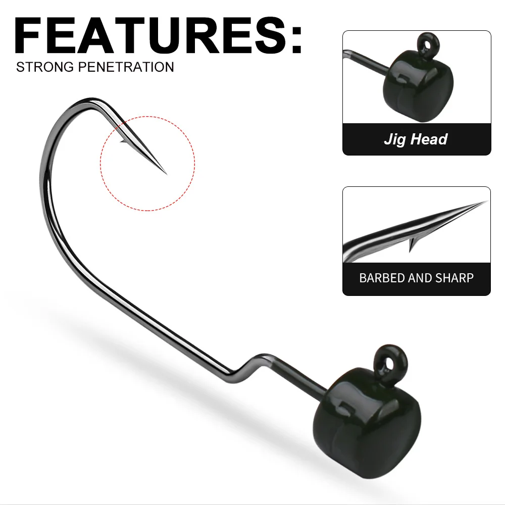 YUCONG 10PCS Umbrella Head Hooks 3.5g-5g-7g Barbed Jighead Hook Ned Rig Worm Fsihing Hooks new Barbed Fishhook 2025 for Soft Lure Pesca