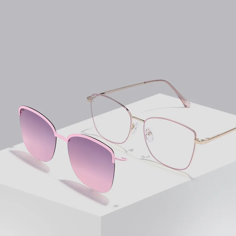 COHK 2025 2 In 1 Custom Polarized Optical Magnetic Sunglasses For Women Clip Magnet Clip On Sun Glasses Clip Metal new Eyeglasses Frame