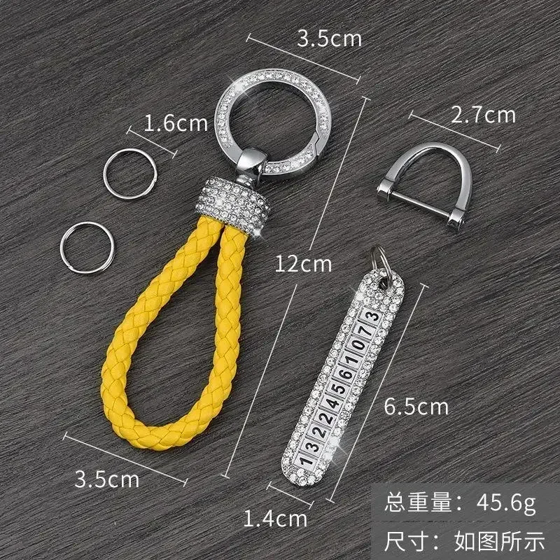 Crystal Anti-lost 2025 Leather Keychain Women new Men Gold Sier Buckle Car Key Ring Chain Holder Phone Number Tag keyring