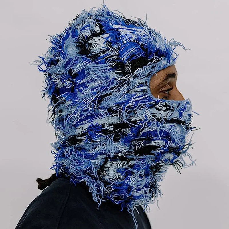 Balaclava Distressed Ski Mask Knitted Beanies Hats Skullies Elastic Cap Winter Warm Full Face Shiesty Mask Ski Hats