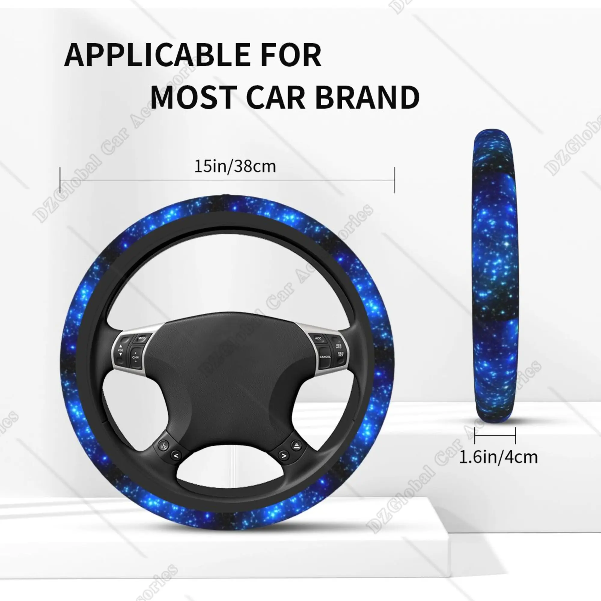 2025 Galaxy Blue Universal 15 Inch Steering Wheel Covers Beautiful Galaxy and Star Cute Car Steering new Wheel Cover Car Accessories