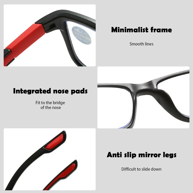Portable Tr90 Reading Glasses Women Men Anti Blue Light Presbyopia Eyeglasses Bifocal Near Far Hyperopia Eyewear +1.5 ... 4.0