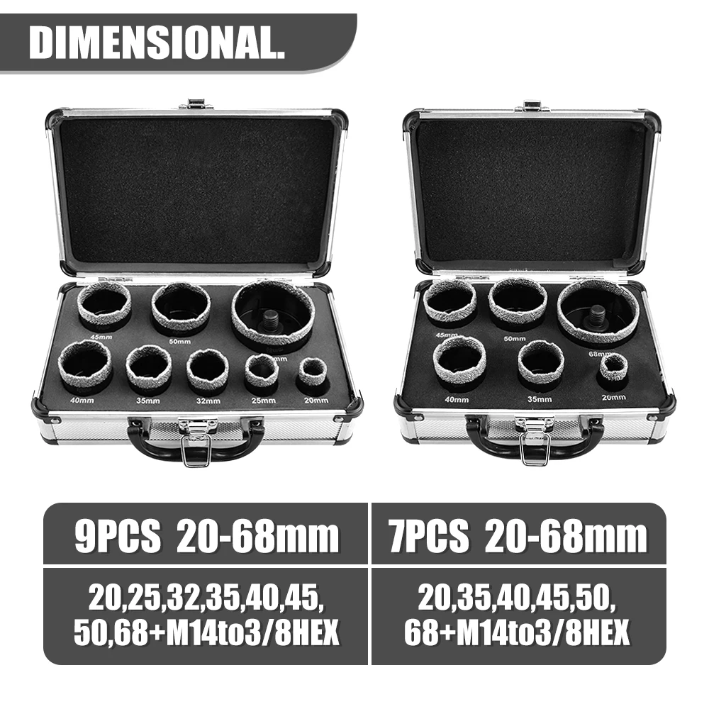 6 Pcs M14 Thread Diamond Dry Drill Bit Vacuum Brazed Drilling Core Bits Set Porcelain Tiles Crowns Granite Marble Hole Saw Tools