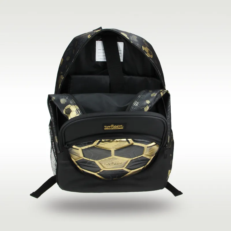 Australia new Original Smiggle High 2025 Quality Children's Schoolbag Boys Pupil Backpack Gold Big Football Waterproof 16 Inches Hiking