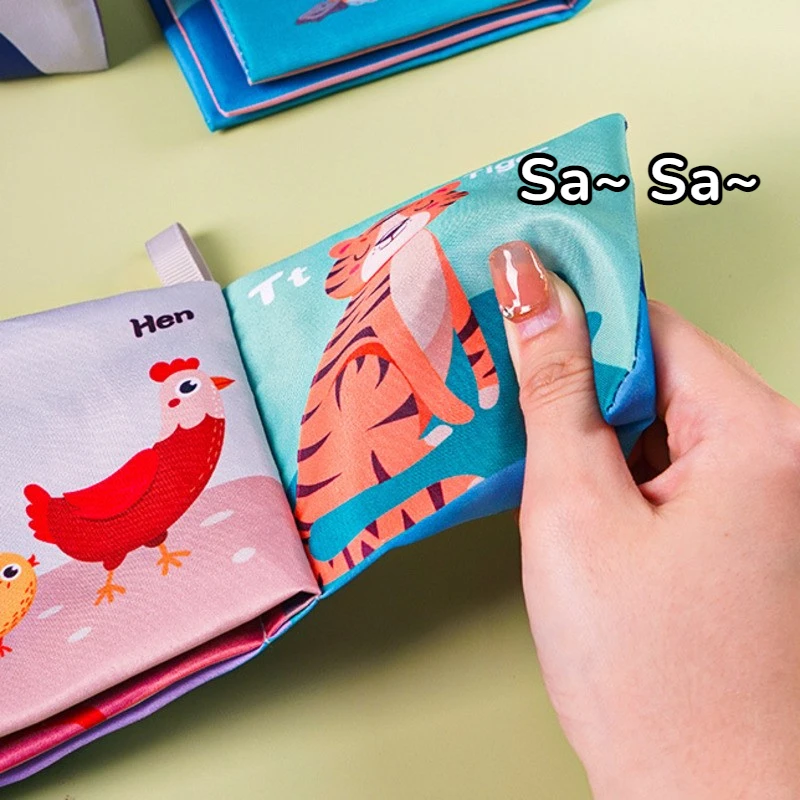 Montessori Baby Cloth Book Early Learning Educational Toy Parent-child Interactive Sound Paper Rattle Puzzle Infant Quiet Book