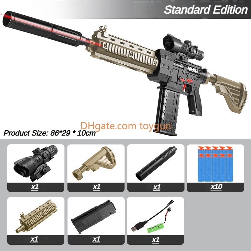 Electric M416 Soft Bullets Toy Gun Detachable Submachine Gun Foam Darts Model Outdoor Cs Pubg Game Prop Look Real Collection Birthday Gifts For Boys F