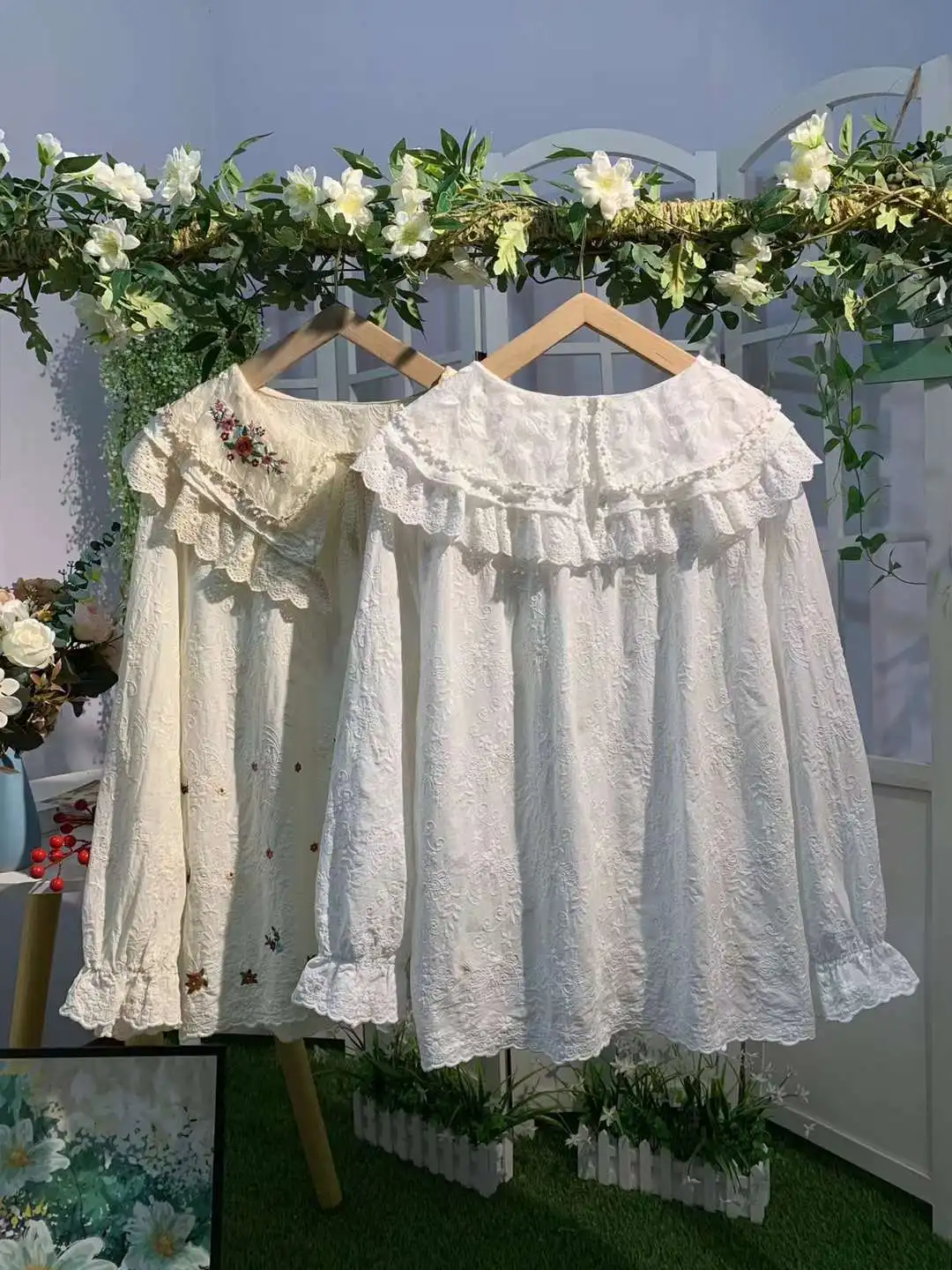 Spring New Sweet Embroidered Blouse Shirt Women Long new Sleeve Single Breasted Tops 2025 Female 822-277
