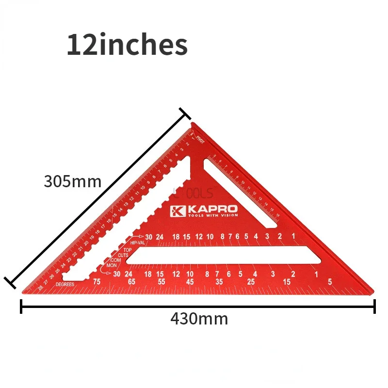 Aluminum Alloy Triangle Ruler 7/12Inch Measurement Tool Carpenter Tools Inch Metric Angle Ruler Speed Square Woodworking Tools