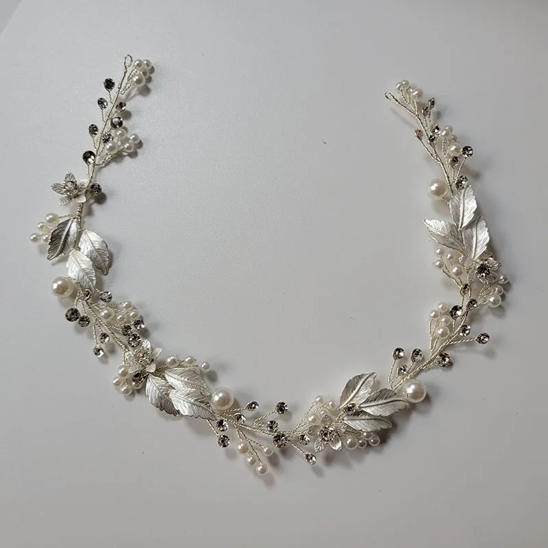 SLBRIDAL Handmade Rhinestones Crystal Pearls Floral Leaf Bridal Wedding Tiara 2025 new Headband Headpieces Women Jeweley Hair accessories