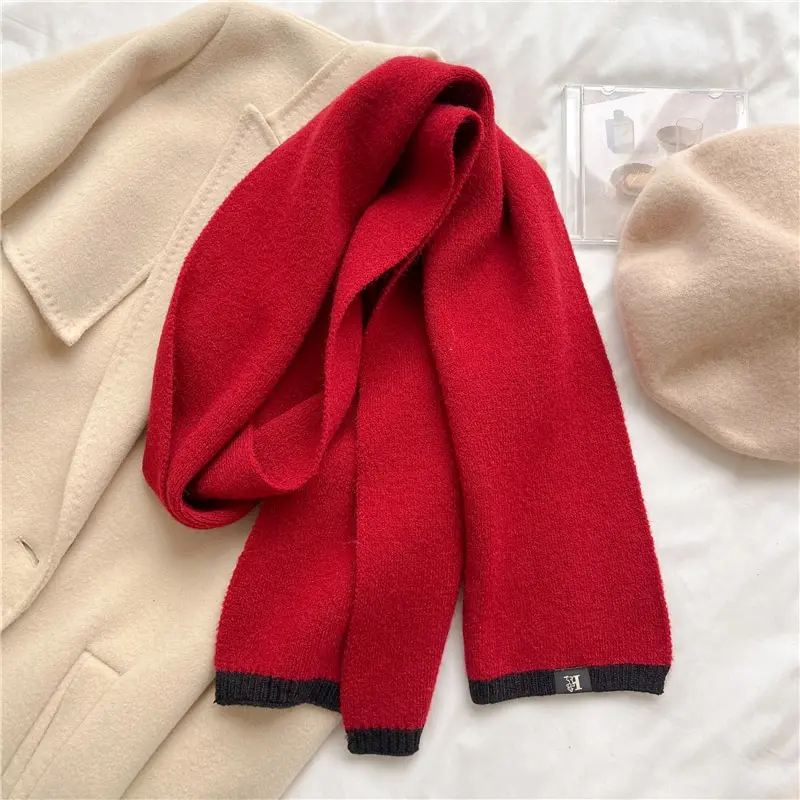 Solid new Cashmere Warm Women Scarf Casual Knitted Skinny Korean Style Woolen Yarn Soft Bandana 2025 Long Neckerchief Echarpe
