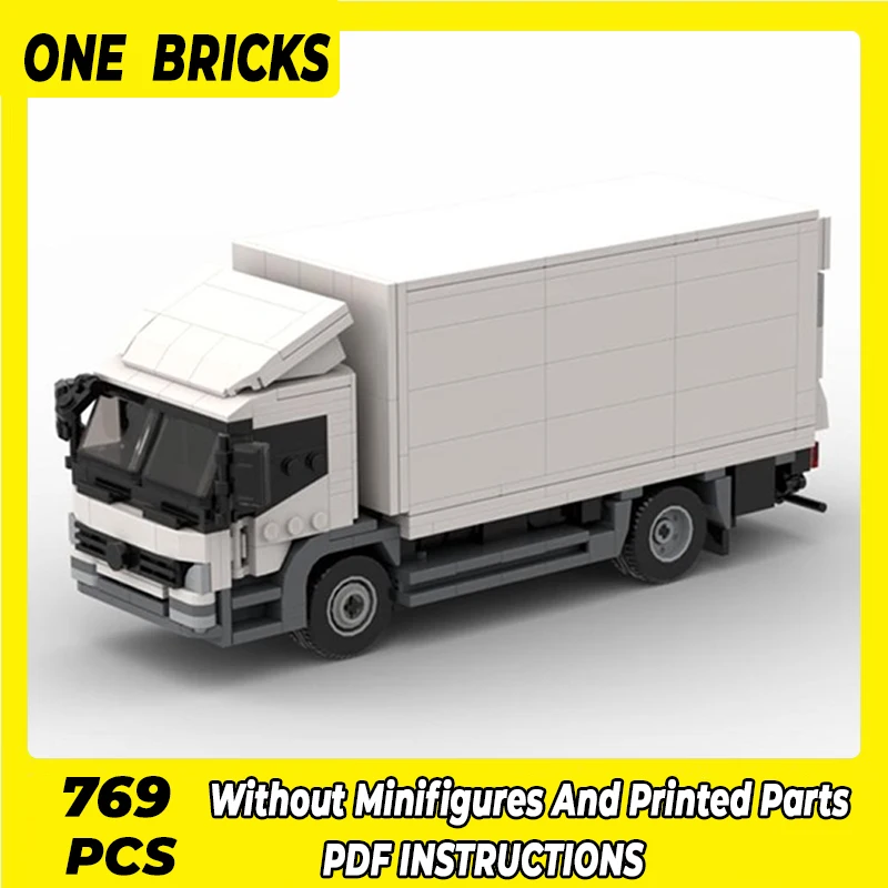 MOC Building Blocks City Car Model White Cargo Truck Modular Street View Model DIY Assembly Bricks Children Toys Christmas Gifts
