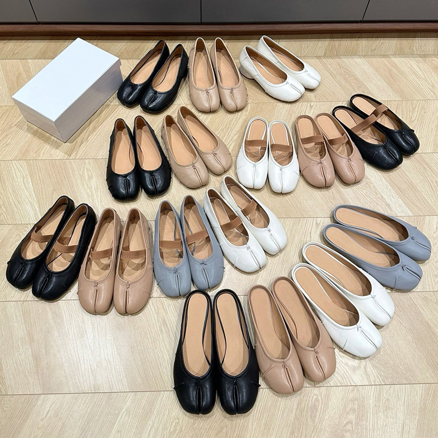 Top quality tabi Pleated loafers Mary Jane Flat dress shoes Genuine Leather slip on flat shoes Womens slides slipper Luxury designer loafers Fact