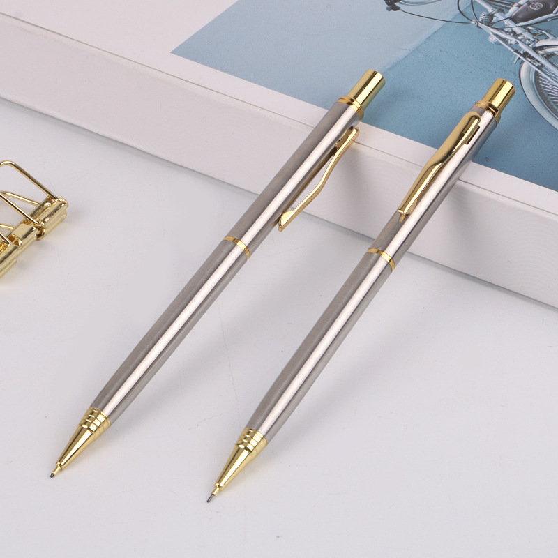 Luxury Full Metal Mechanical Pencil 0.5mm Lead Gold Silver Pen Holder Art Design Sketch Painting Pencil Korean School Stationery
